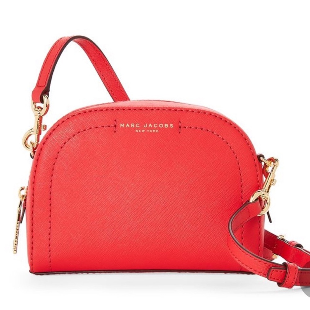 Marc Jacobs Coral-Red Dome Crossbody Bag with Gold Hardware